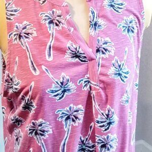 Casey Key Plus Size 3X Pink Palm Tree Tank Top